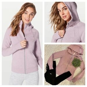 Lululemon Scuba Hoodie IV Zip Sweatshirt Heathered Dusty Rose Pink Cotton Fleece